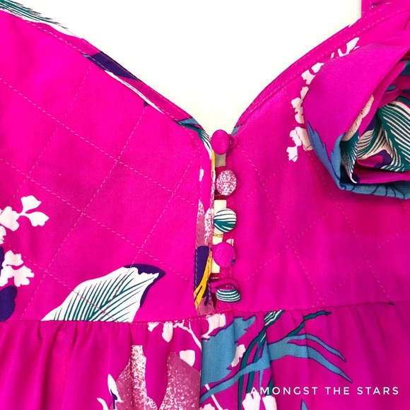 Yumi Kim Fuschia Floral Ruffle Strap Dress - Picture 4 of 8